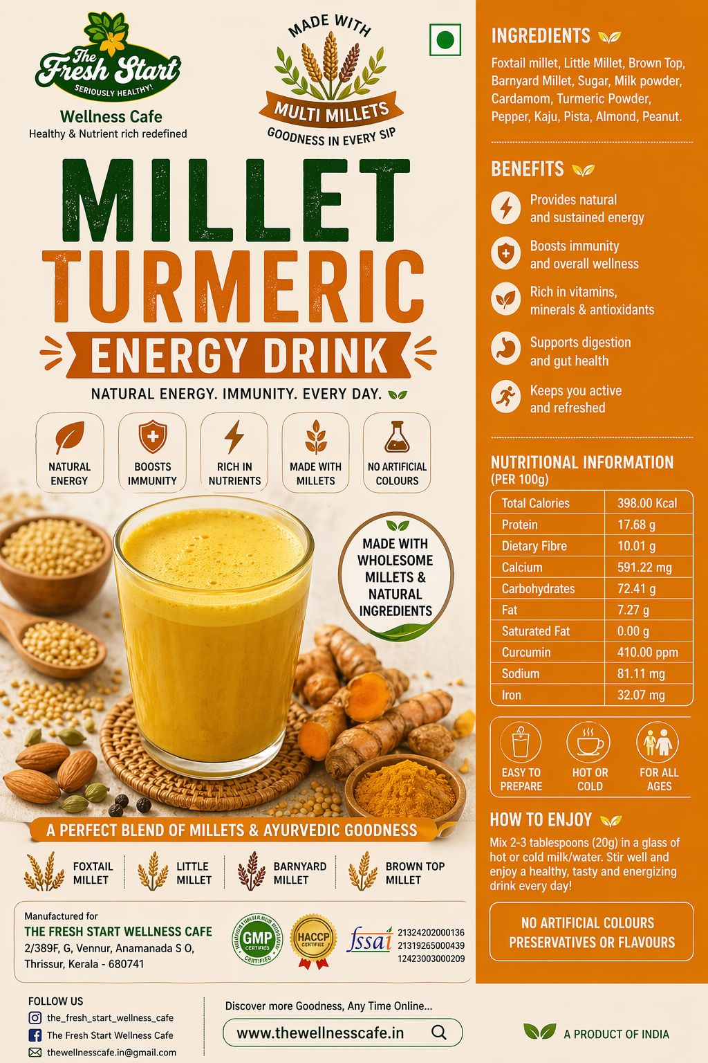 Millet Turmeric Energy Drink Lakadong