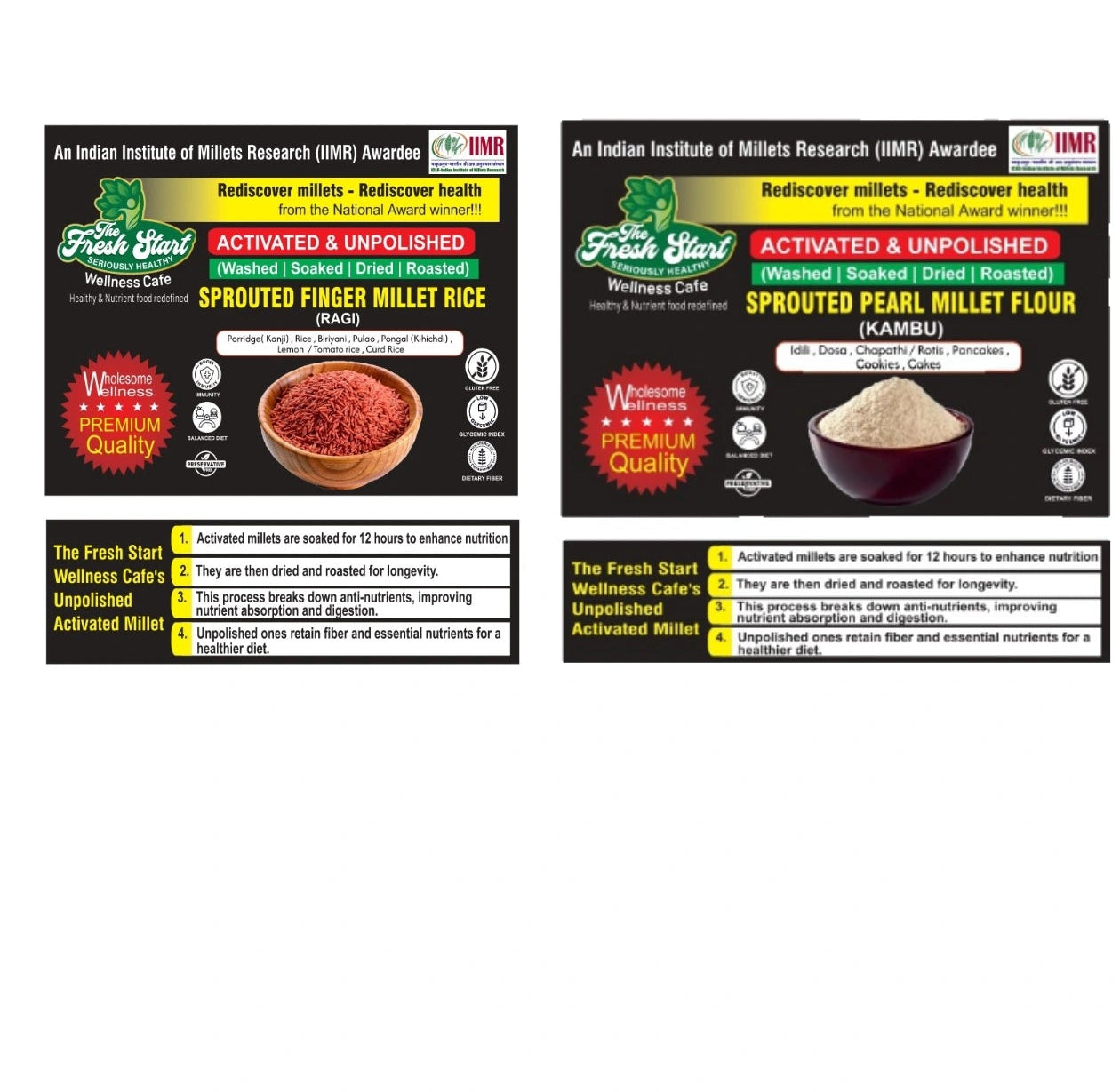 Activated 2 combo Sprouted Ragi Rice & Sprouted Pearl Millet flour