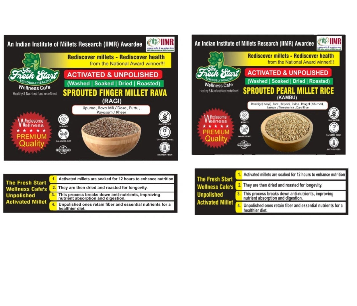 Activated 2 combo Sprouted Finger Millet (Ragi) Rava & Pearl Millet Rice