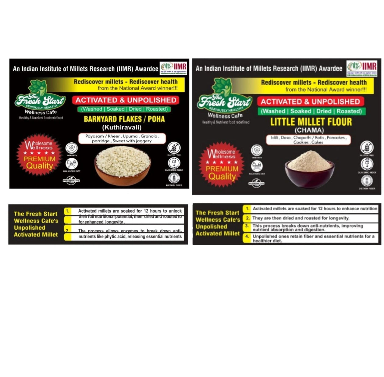 Activated 2 combo Barnyard Millet flakes & Little Millet flour
