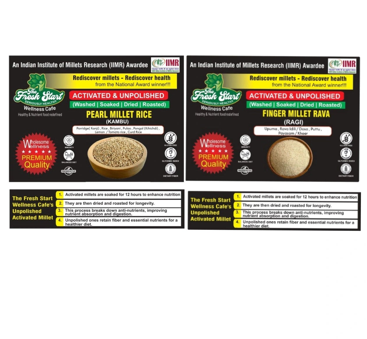Activated 2 combo Pearl Millet Rice & Finger Millet (Ragi) Rava