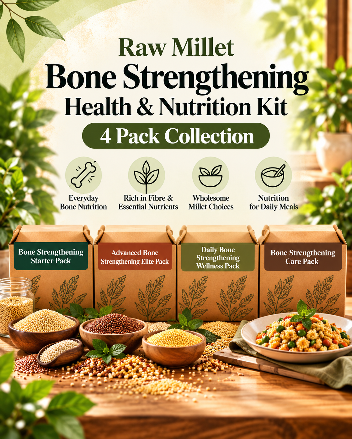 Raw Millet Bone Strengthening Health & Nutrition Kit – 4 Pack Collection
