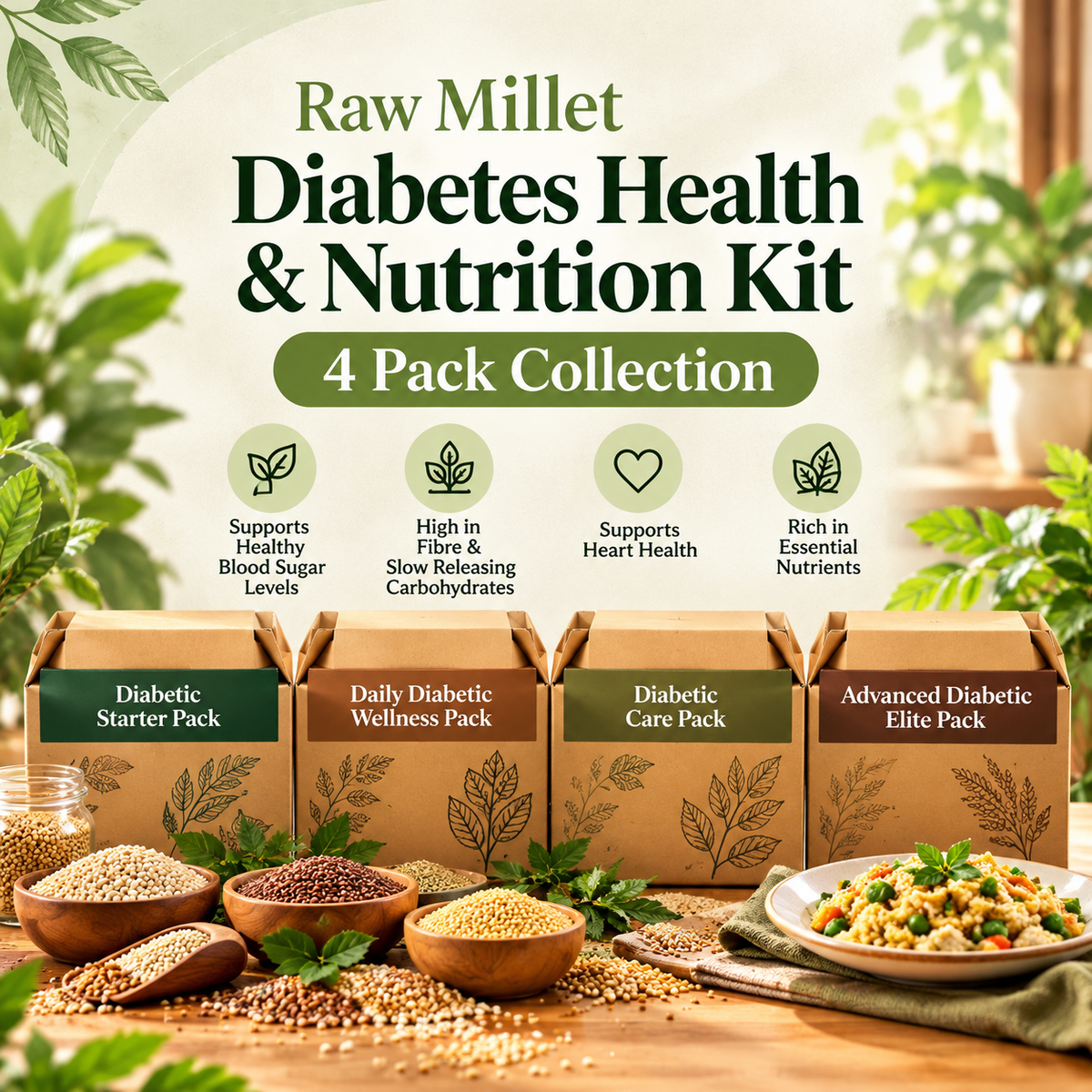 Raw Millet Diabetes Health & Nutrition Kit – 4 Pack Collection