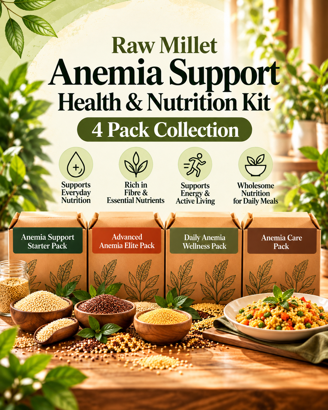 Raw Millet Anemia Support Health & Nutrition Kit – 4 Pack Collection