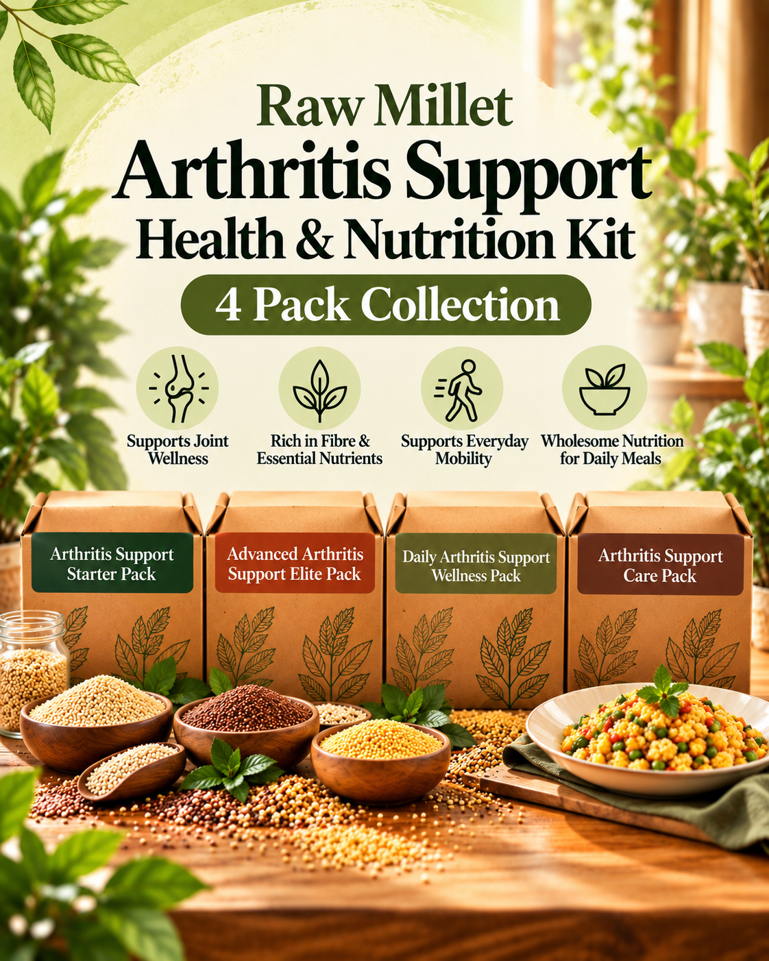 Raw Millet Arthritis Support Health & Nutrition Kit – 4 Pack Collection