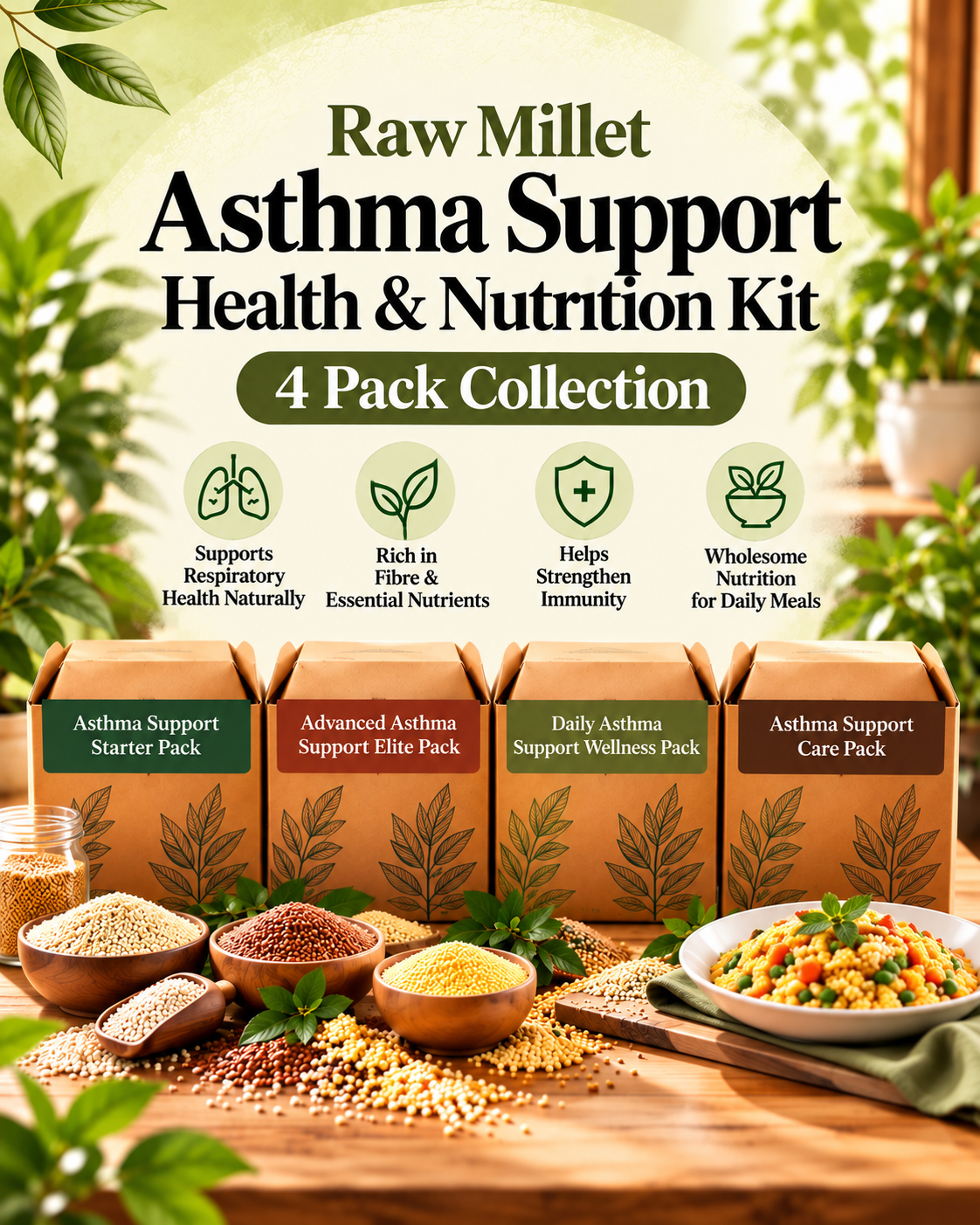 Raw Millet Asthma Support Health & Nutrition Kit – 4 Pack Collection