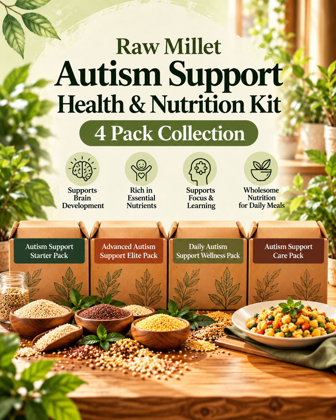 Raw Millet Autism Support Health & Nutrition Kit – 4 Pack Collection