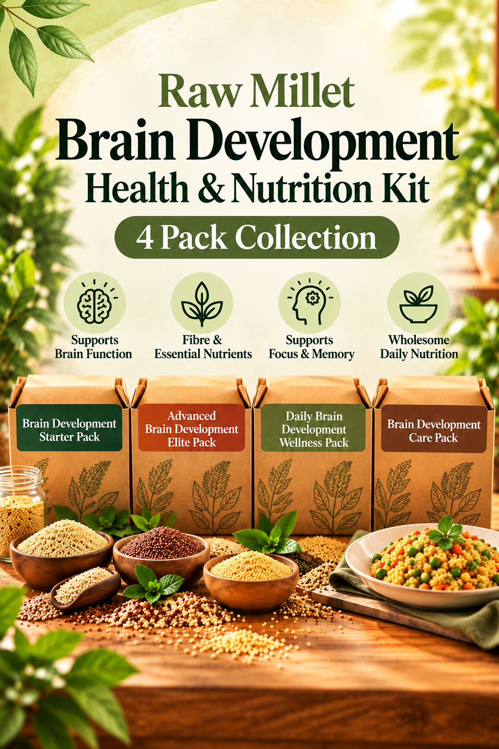 Raw Millet Brain Development Health & Nutrition Kit – 4 Pack Collection