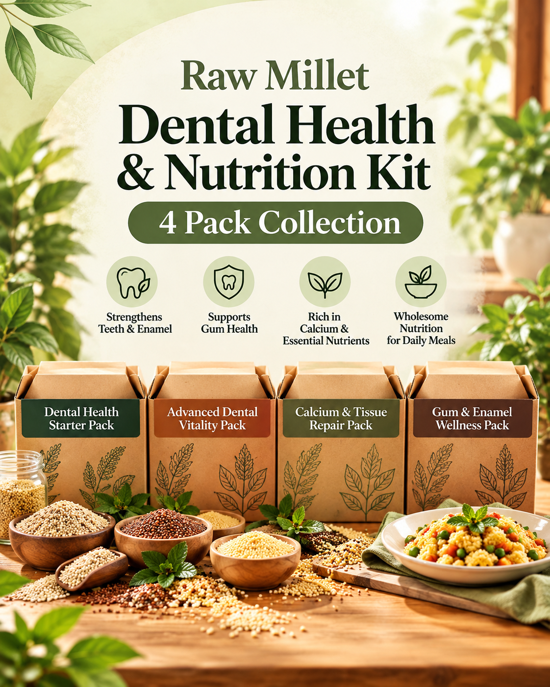 Raw Millet Dental Health & Nutrition Kit – 4 Pack Collection