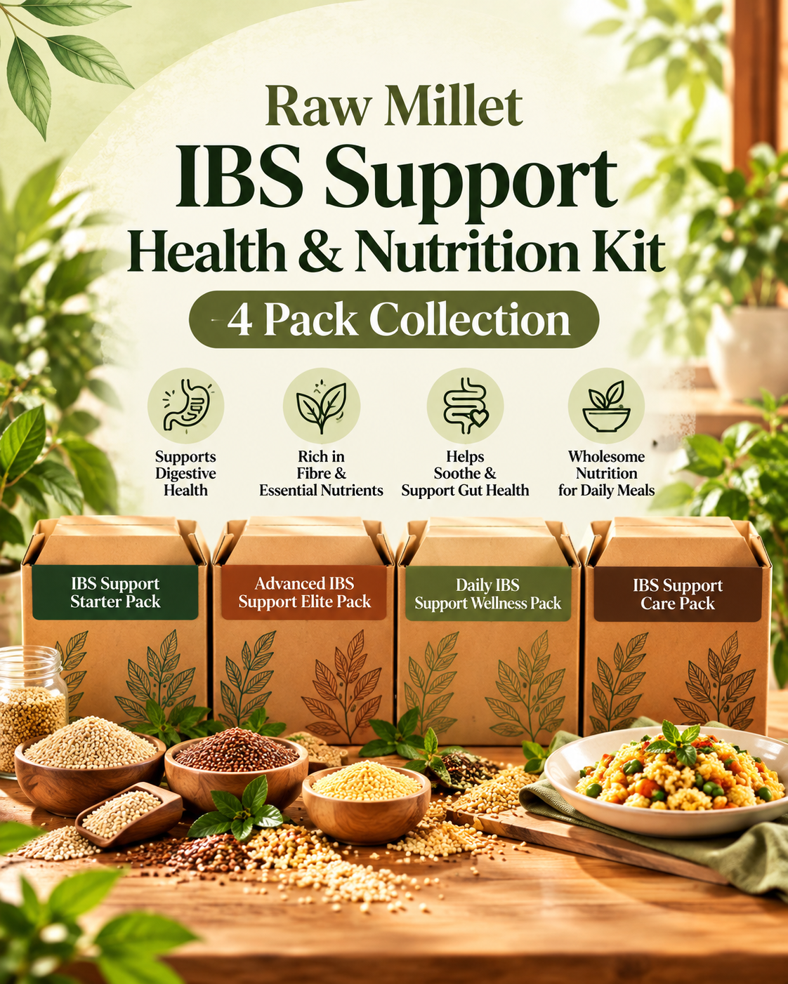Raw Millet IBS Support Health & Nutrition Kit – 4 Pack Collection
