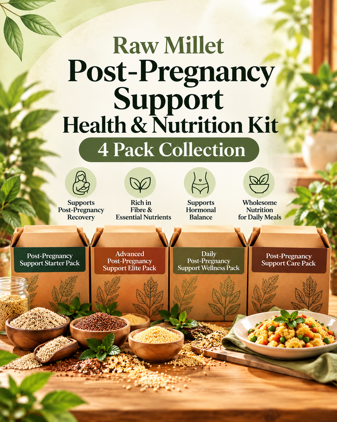 Raw Millet Post-Pregnancy Support Health & Nutrition Kit – 4 Pack Collection