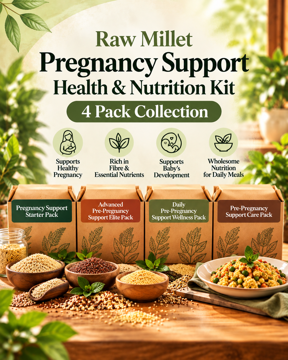 Raw Millet Pregnancy Support Health & Nutrition Kit – 4 Pack Collection