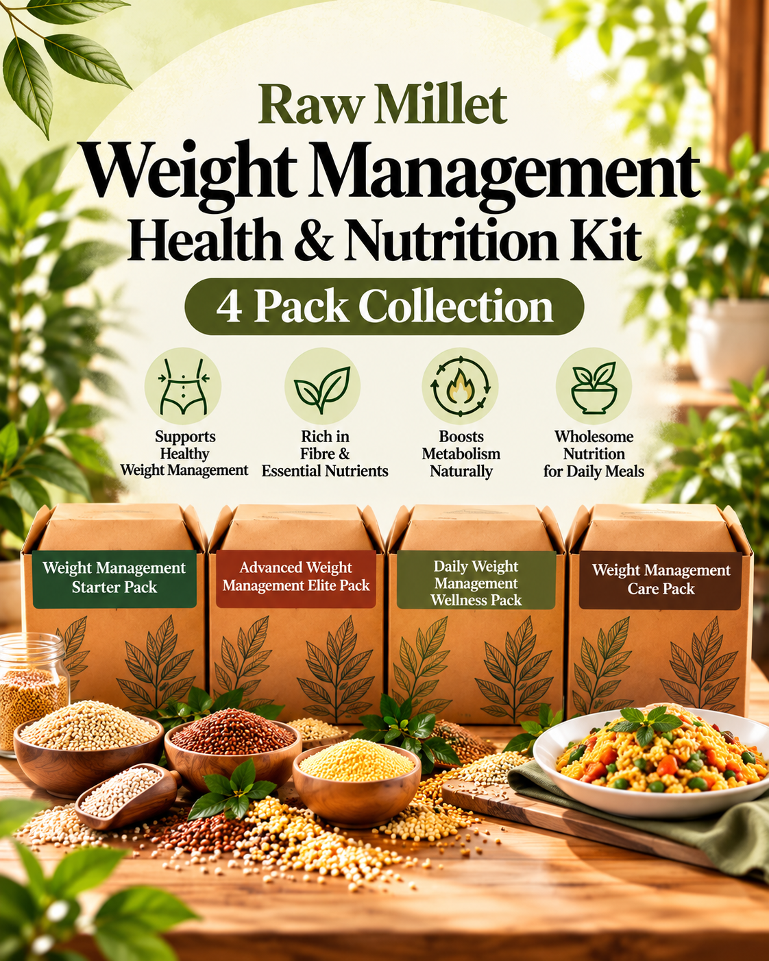 Raw Millet Weight Management Health & Nutrition Kit – 4 Pack Collection