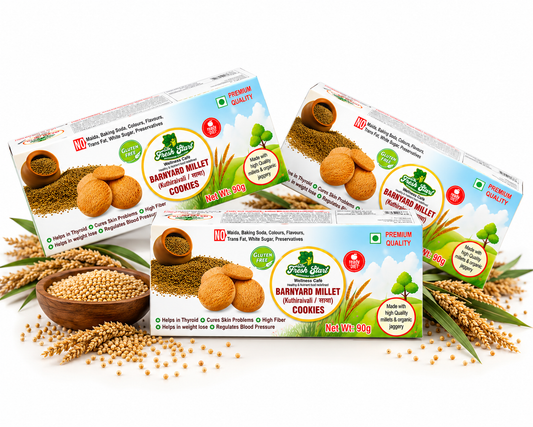 Combo Packets of 3 Barnyard Cookies with organic Jaggery (80g each pack)