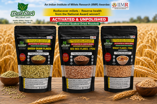 Activated Flakes Combo Pack of 3(400g each)(Green gram flakes,wheat flakes,Red rice flakes)