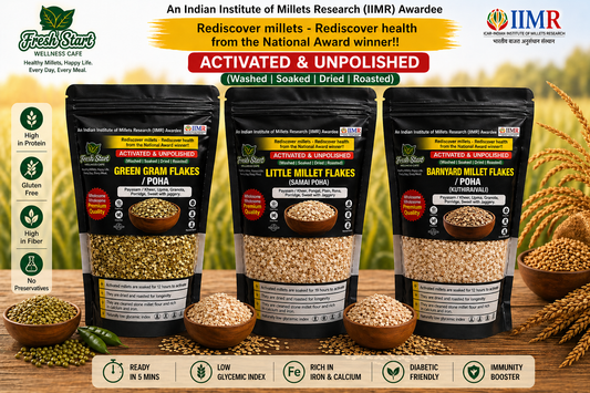 Activated Flakes combo pack of 3(400g each)(Barnyard Flakes,Little Millet Flakes,Green gram Flakes)