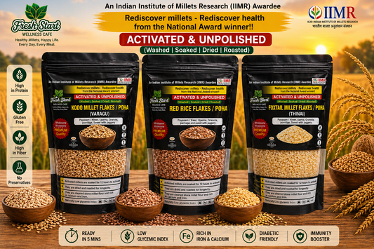 Activated Flakes combo Pack of 3 (400g Each)(Kodo millet Flakes,Red Rice flakes,Foxtail Flakes)