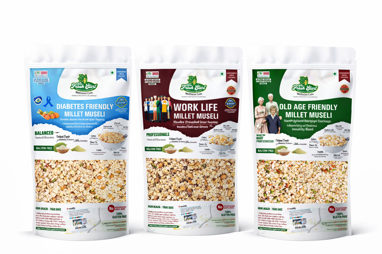 Assorted Millet muesli combo(Old Age Friendly Millet Muesli,Work well energy Millet Muesli,Diabetic Friendly Millet Muesli)