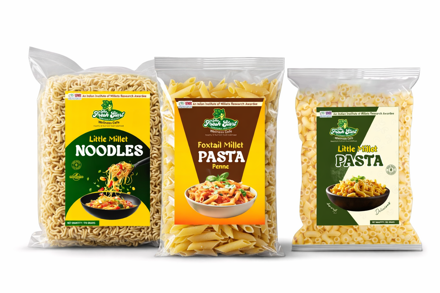Ready To Eat Combo(Foxtail Millet Pasta (Penne)(180g),Little Millet Instant Noodles(175g),little Millet pasta(Macaroni)(180g))