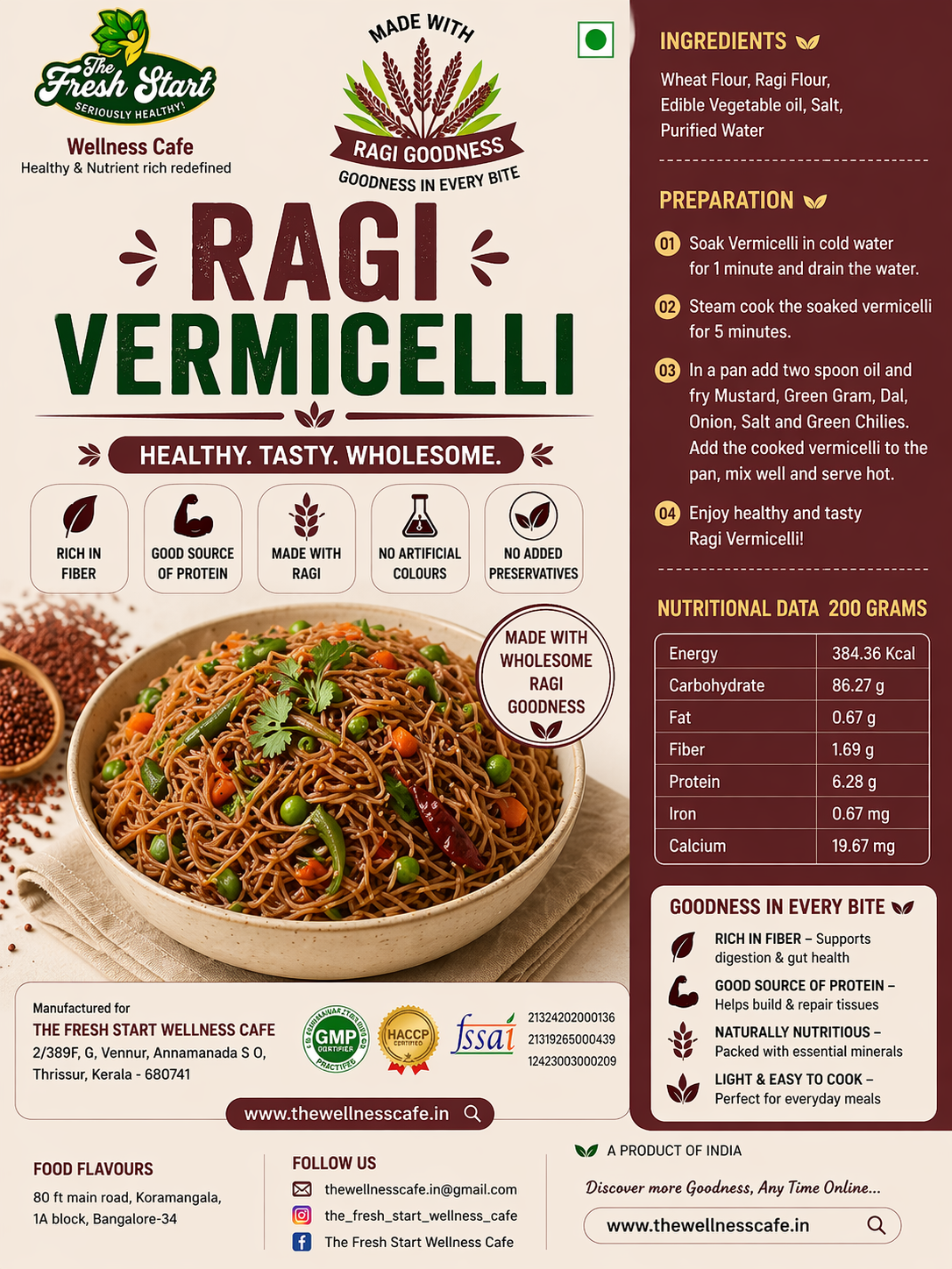 Finger Millet Vermicelli (Ragi Vermicelli) combo(200g x3)