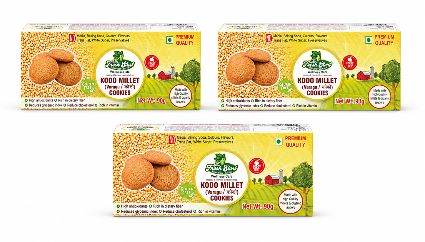 Combo Packets Of 3 Kodo Millet cookies with organic jaggery (80g Each)