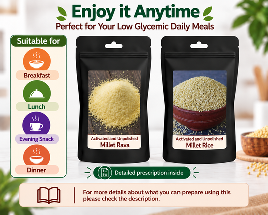 Diabetic(Type 1 &Type 2) Warrior 2 Combo Pack -Rice & Rava(250g and 200g )(Best for Breakfast,Lunch,Evening snack and Dinner)