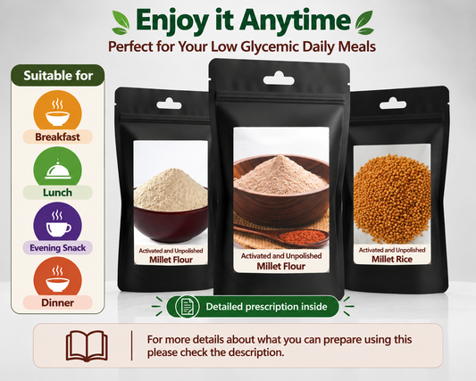 Diabetic(Type 1 & Type 2 ) Warrior 3 Combo Pack -Two- Flours and Rice (500g ,250g,200g )(Best For Breakfast,Lunch,Evening Snack and Dinner)