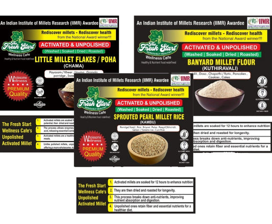 Activated 3 combo Little Millet flakes   , Sprouted Pearl Rice   & Barnyard Millet flour