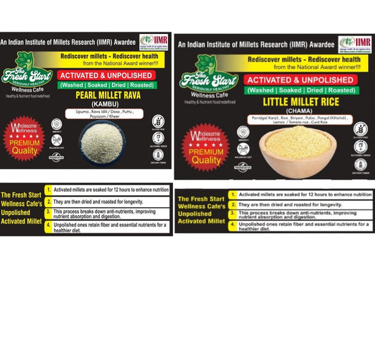Activated 2 combo Sprouted Pearl Millet Rava  &  Little Millet rice