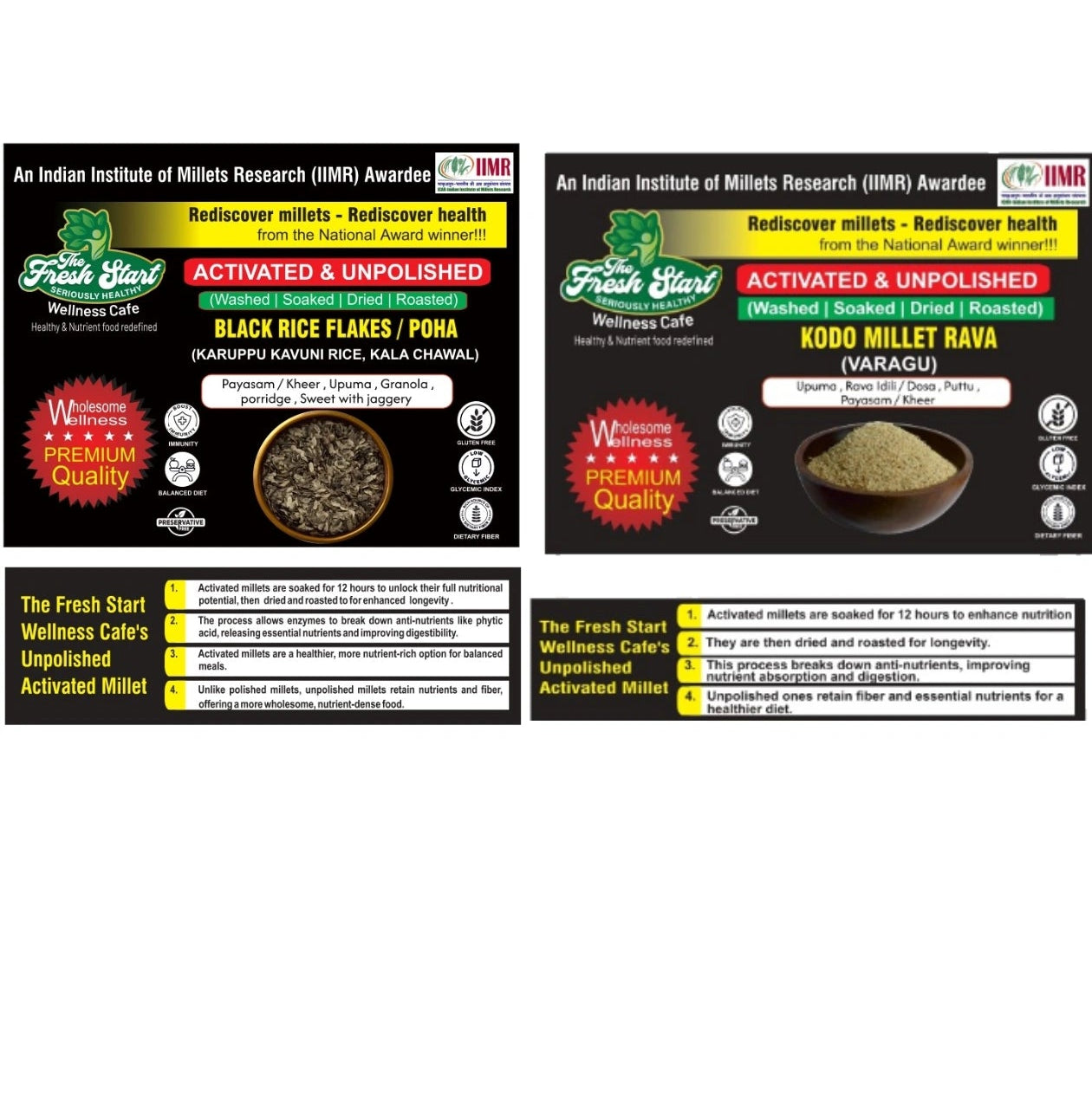 Activated 2 combo Black rice flakes  &  Kodo Millet Rava