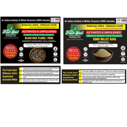 Activated 2 combo Black rice flakes  &  Kodo Millet Rava