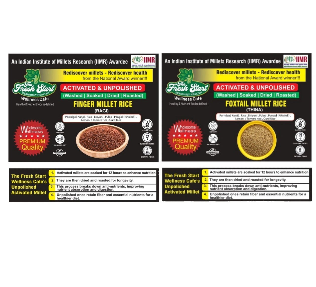 Activated 2 combo Finger millet (Ragi ) Rice   &  Foxtail Millet rice