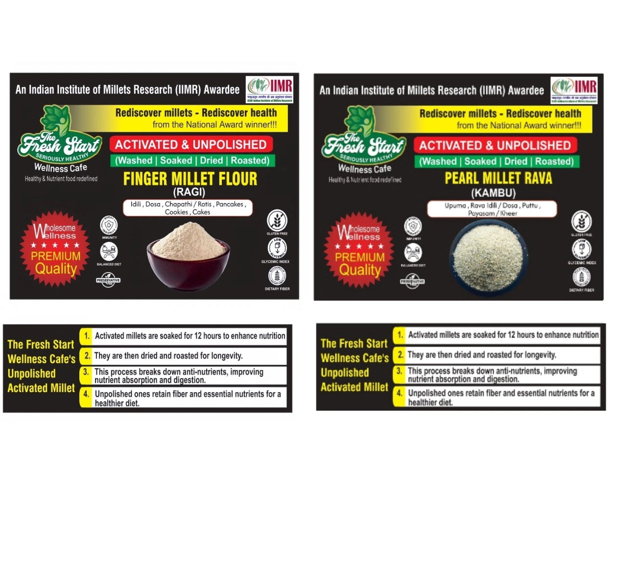Activated 2 combo Ragi Millet flour   &  Sprouted Pearl Millet Rava