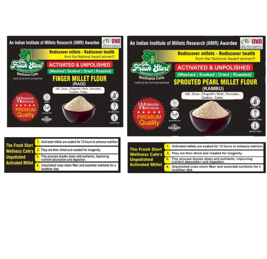Activated 2 combo Sprouted Ragi Millet Flour & Sprouted Pearl Millet flour
