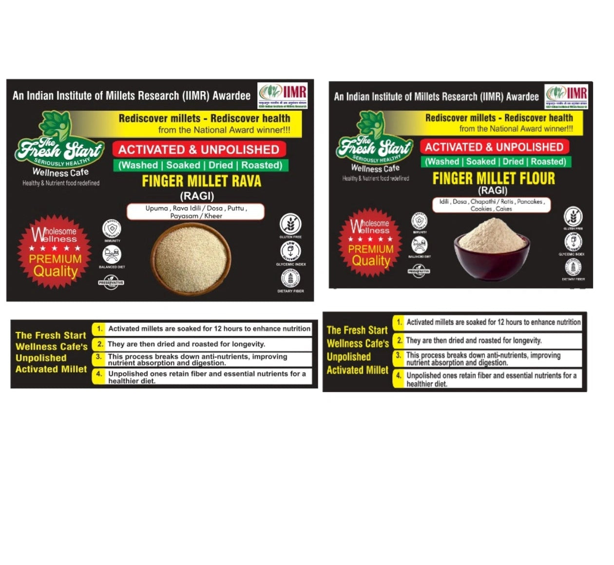 Activated 2 combo Finger Millet (Ragi) Rava & Finger Millet flour