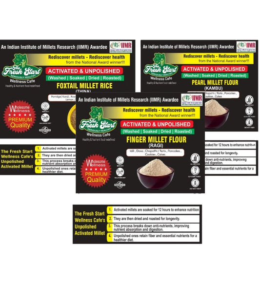 Activated 3 combo Foxtail Millet rice , Ragi Millet flour & Pearl Millet flour