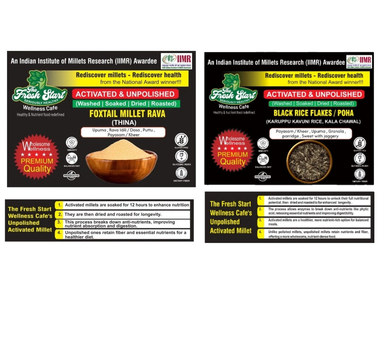 Activated 2 combo Foxtail Millet Rava & Black rice flakes