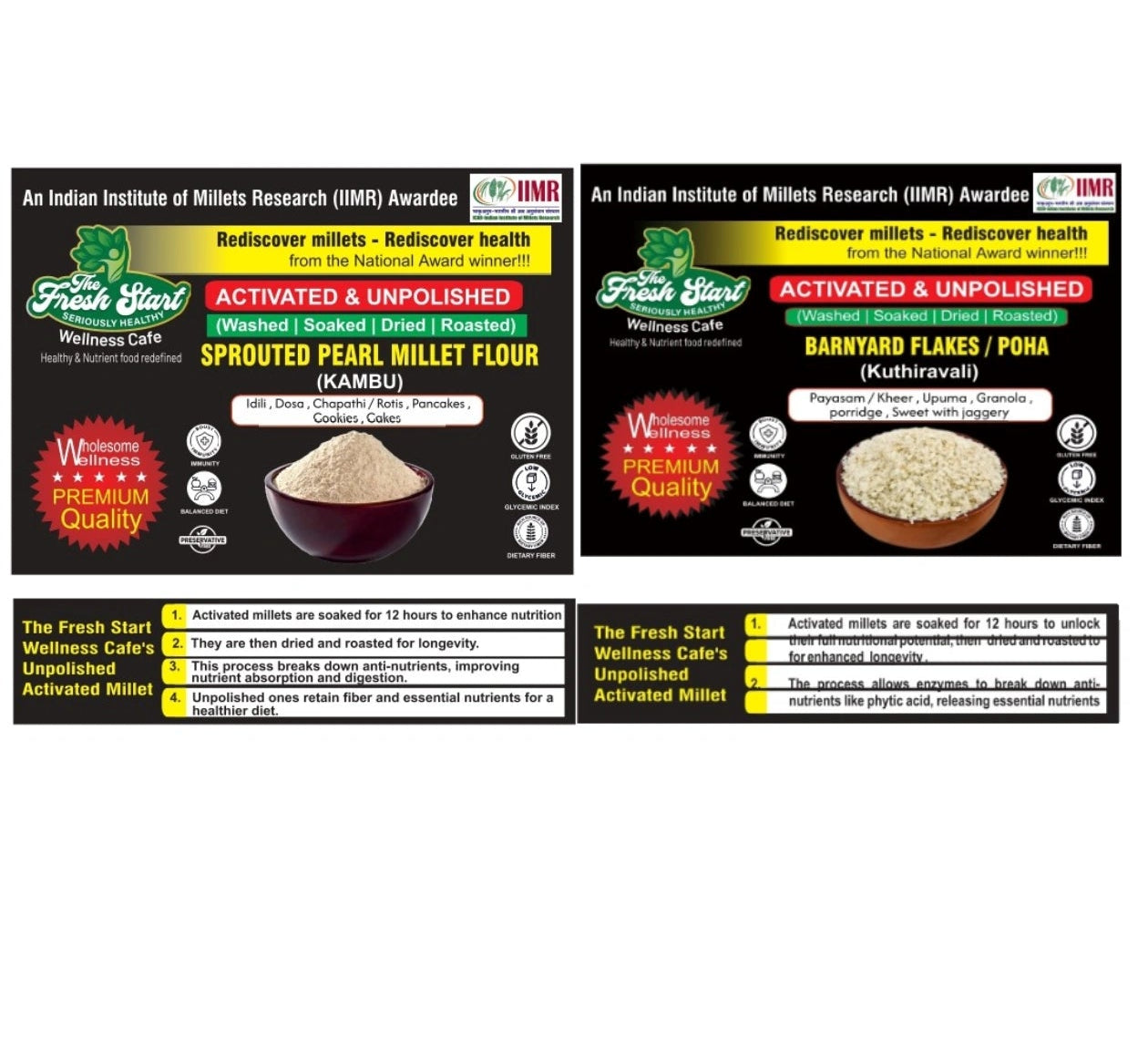 Activated 2 combo Sprouted Pearl Millet flour & Barnyard Millet flakes