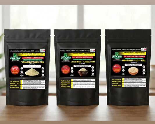 Activated Flakes Combo – Pack of 3 (400g each) (Little  Millet Flakes, Foxtail Millet Flakes And Kodo Millet Flakes