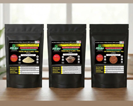 Activated Flakes Combo – Pack of 3 (400g each) (Finger Millet Flakes, Foxtail Millet Flakes And Red Sorghum Millet Flakes