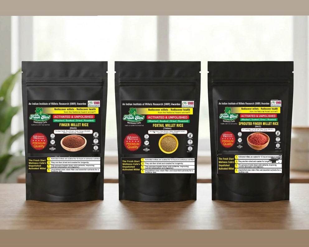 Activated Rice Combo – Pack of 3 (500g each) (Finger Millet Rice, Foxtail Millet Rice, and Sprouted Finger Millet Rice)