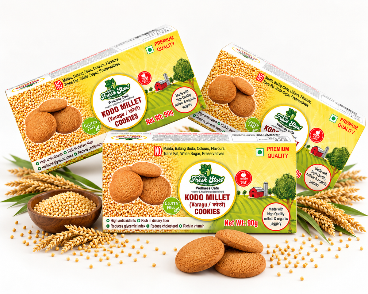 Combo Packets Of 3 Kodo Millet cookies with organic jaggery (80g Each)