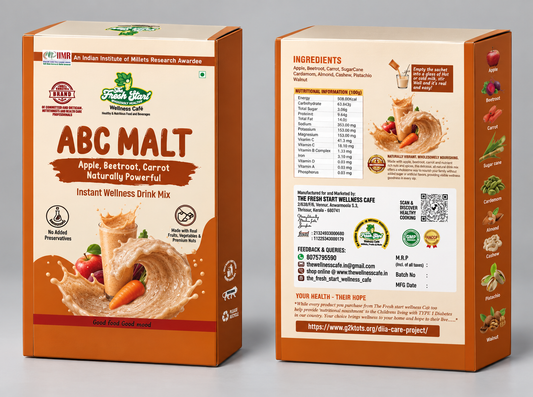 ABC Malt – Apple, Beetroot &amp; Carrot Naturally Powerful Instant Wellness Drink Mix(200g)