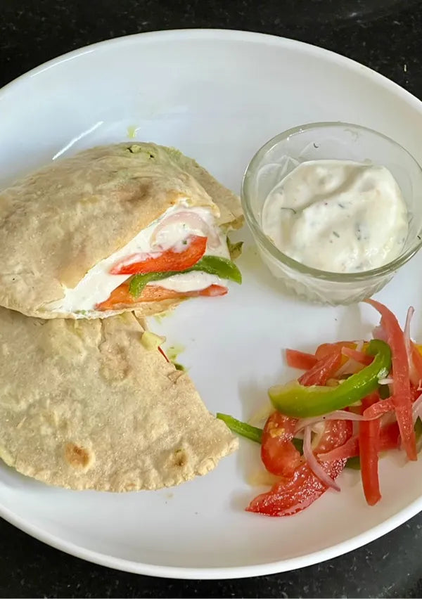 Healthy Jawar Flour Pita Veggie Sandwich (Gluten Free)
