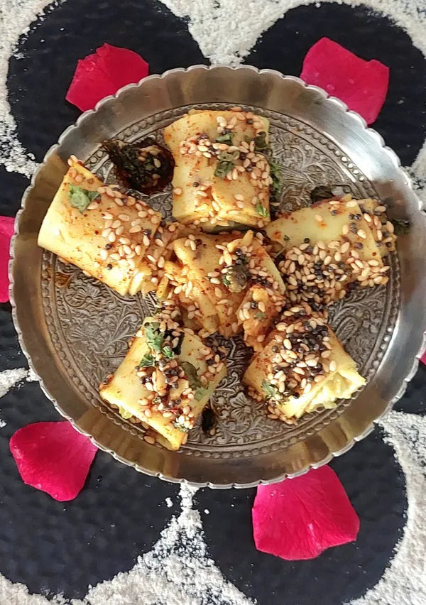 JOWAR FLOUR KHANDVI in microwave oven
