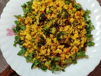 Millet fried rice with broccoli methi and peas