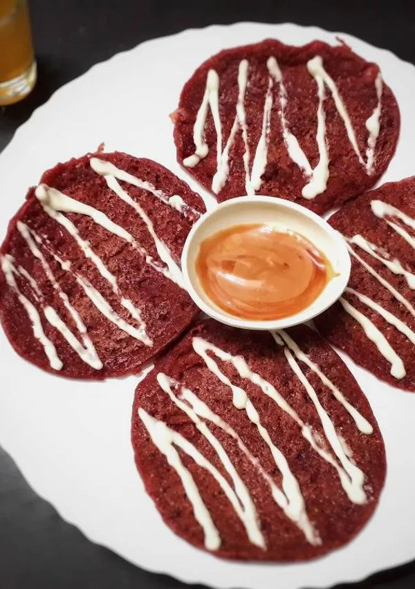 Red velvet savoury pancake