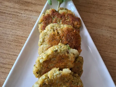 Rice flakes and potato cutlet