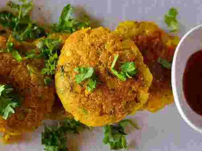Rice flakes and potato tikki