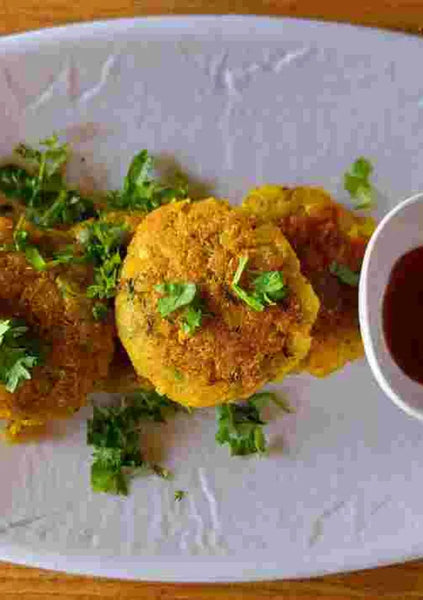 Rice flakes and potato tikki